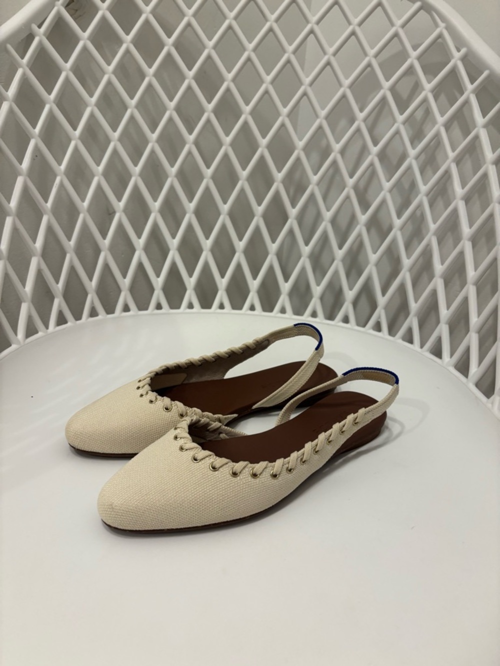 Rothy's Cream Braided Slingback Flats